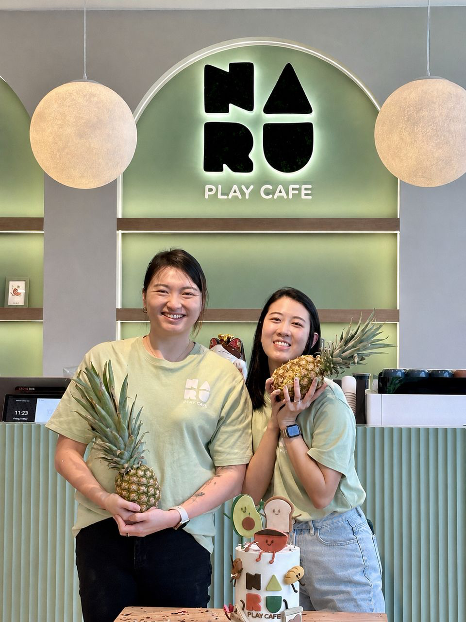 Ru and Nana, co-founders of Naru Play Café, on opening day.