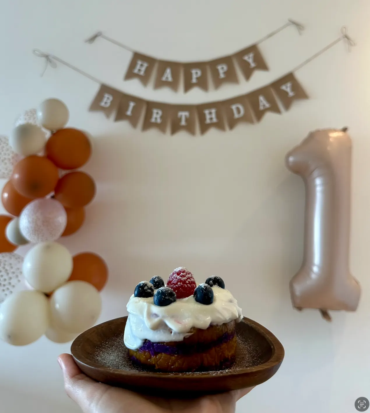 A homemade smash cake made from scratch for Jordan's first birthday.